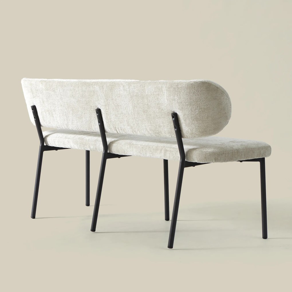 Eetkamerbank Beige Stof Met Rugleuning 155 Cm