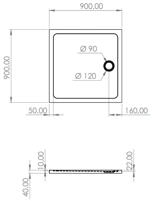 SaniGoods Flet douchebak vierkant 90x90x4cm