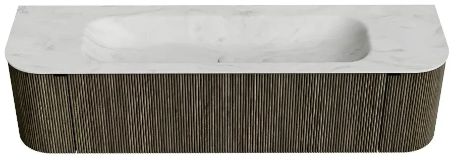 Mondiaz Kurve-dlux 170cm badmeubel ronding links/rechts shadow met 1 lade en 2 deuren en wastafel big large midden 2 kraangaten opalo