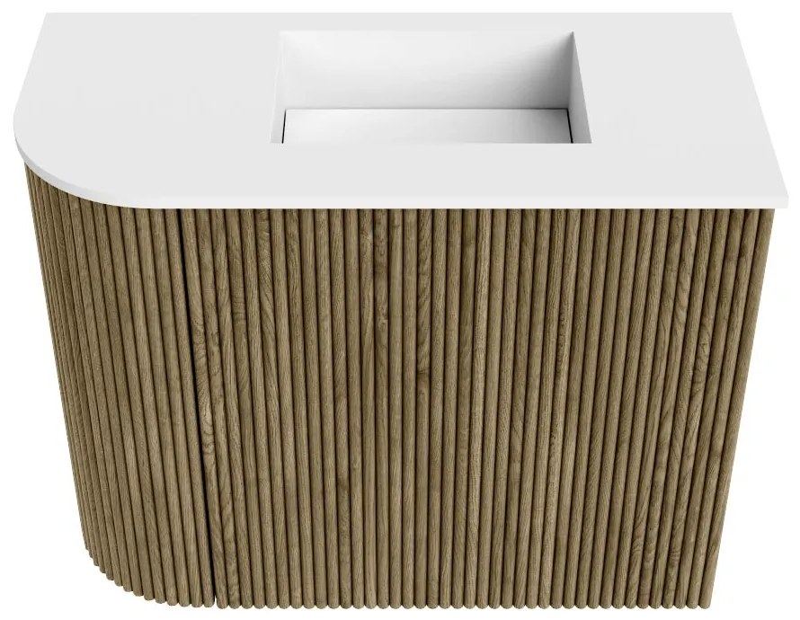 Mondiaz Joya 50cm toiletmeubel ronding links dusk met wastafel faye rechts zonder kraangat talc