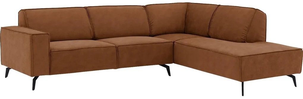 Goossens Hoekbank Hercules bruin, microvezel, 3-zits, modern design met ligelement rechts