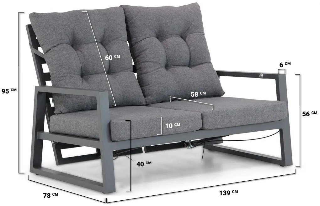 Stoel en Bank Loungeset Aluminium Grijs 4 personen Lifestyle Garden Furniture Batala