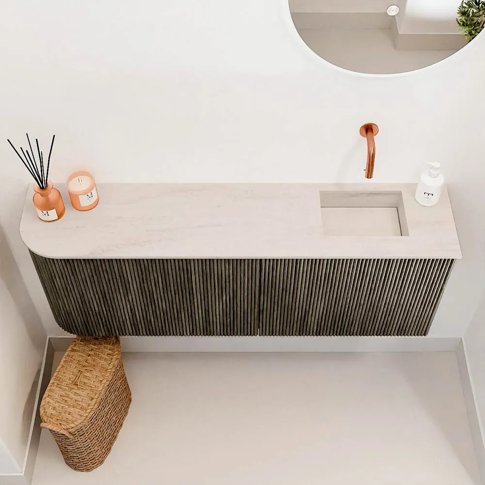 Mondiaz Joya DLux 110cm toiletmeubel ronding links shadow met wastafel faye rechts zonder kraangat meli