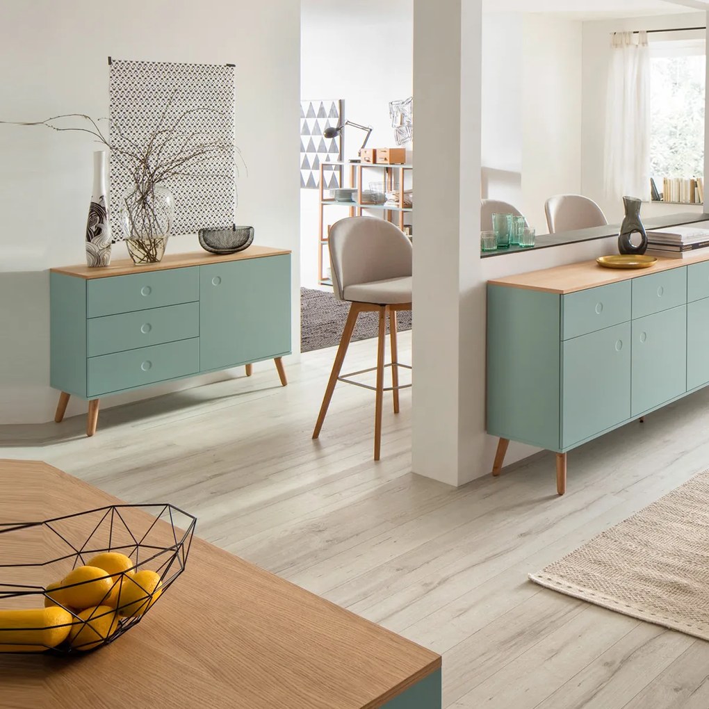Tenzo Dot Groen Dressoir Met Eiken Blad - 109x43x79cm.