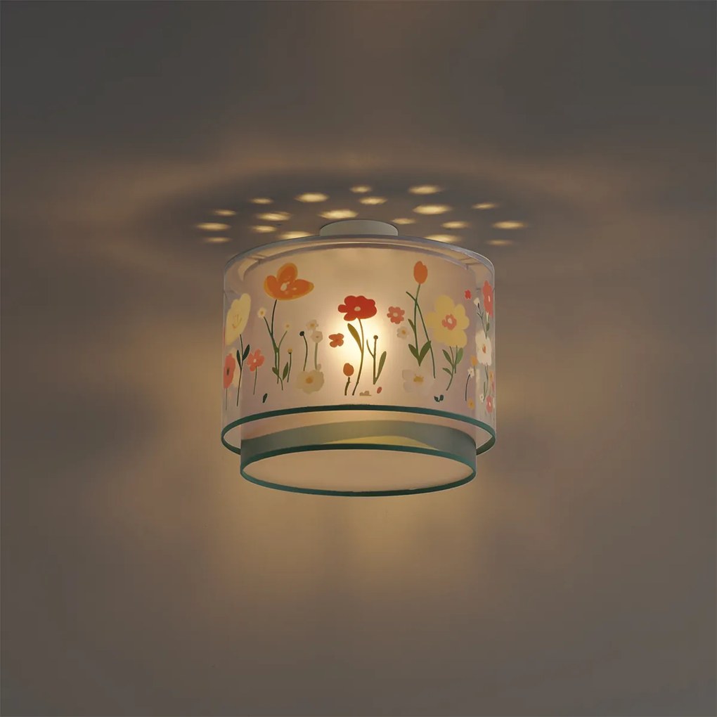 Kinder plafondlamp wit met bloemen - Harrie between Flowers