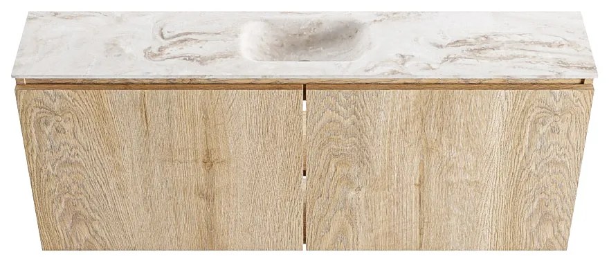 Mondiaz Ture DLux toiletmeubel 120cm washed oak met wastafel frappe midden met kraangat