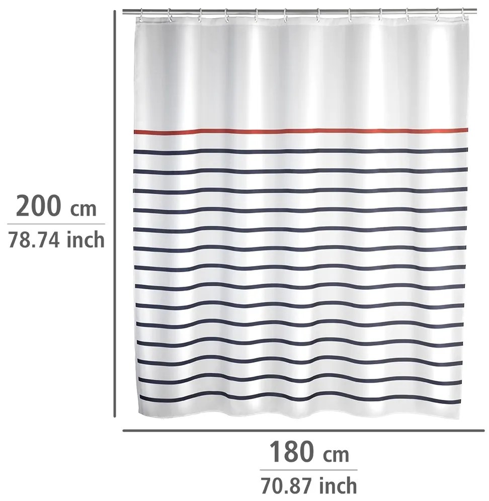 Wenko douchegordijn 180x200cm Marine inclusief ringen