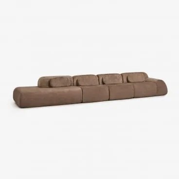 Modulaire Hoekbank Van 4 Delen Met Linker Divan In Vacuüm Verpakte Chenille Merida Chenille Karamelbruin - Sklum