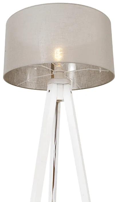 Moderne vloerlamp tripod wit met kap taupe 50 cm - Tripod Classic Modern E27 rond Binnenverlichting Lamp
