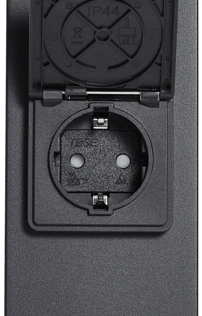 Modern buiten paaltje zwart met smoke glas 50cm met schemersensor IP44 - Denmark