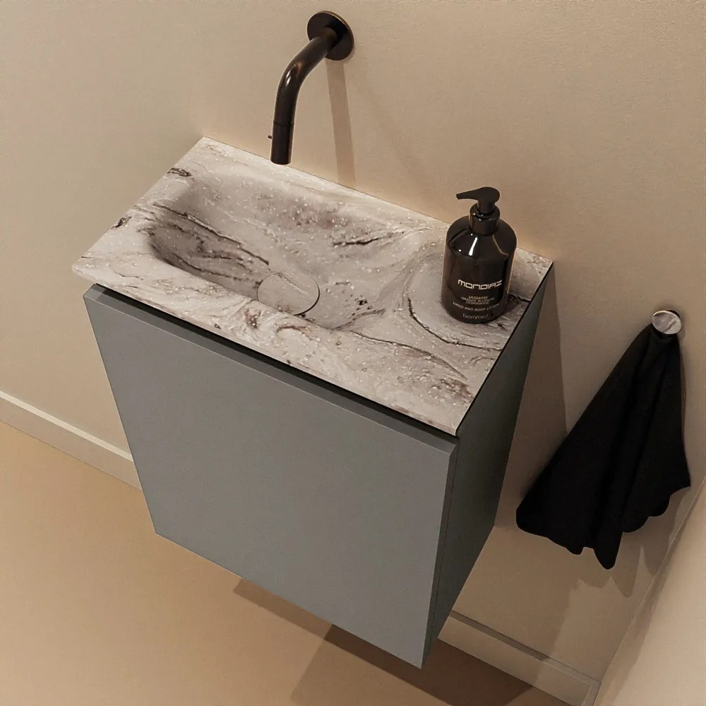 Mondiaz Ture DLux toiletmeubel 40cm smoke met wastafel glace links zonder kraangat