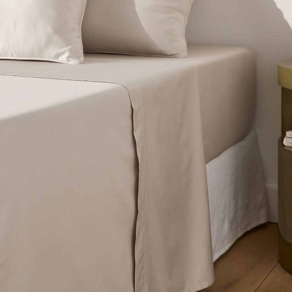 Effen katoenen satijnen laken, 153 draden, Opale