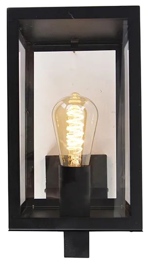 Moderne buiten wandlamp zwart met glas 30 cm - Rotterdam