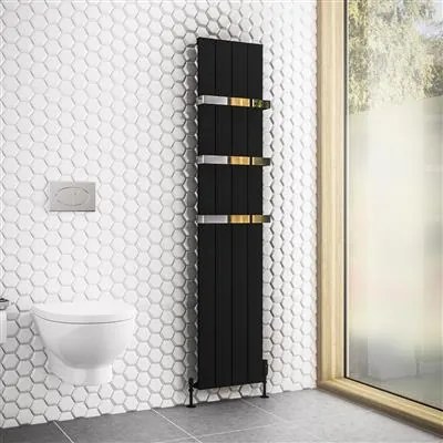 Eastbrook Rosano verticale aluminium radiator 37,5x180cm mat zwart 1264Watt