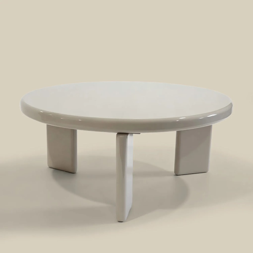Ronde Salontafel Hoogglans Beige - 80 X 80cm.