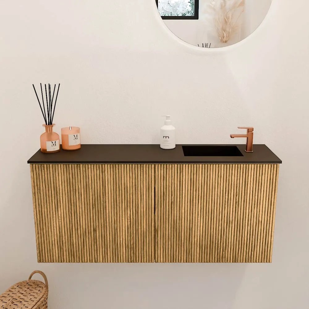 Mondiaz Joya 90cm toiletmeubel oak met wastafel faye rechts 1 kraangat urban