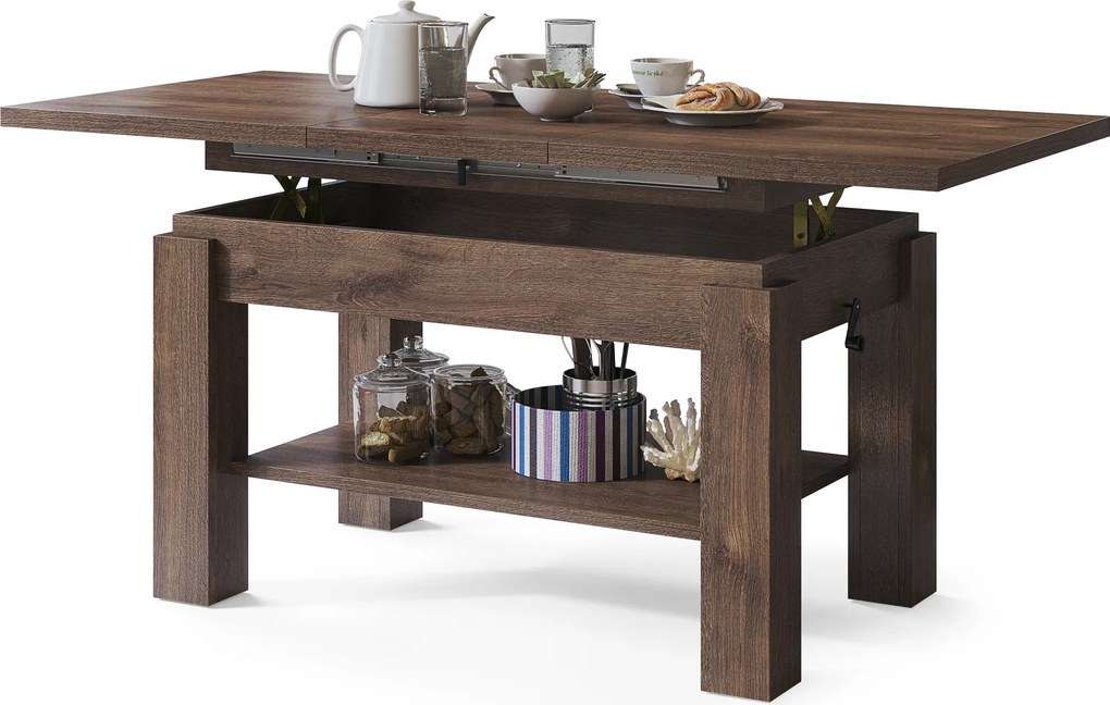 ASTORIA bruine eik, opklapbare salontafel