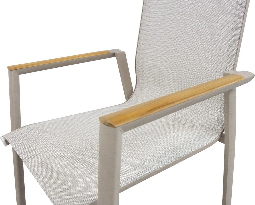 Tuinset Ronde Tuintafel 6 personen 160 cm Aluminium Zand/Beige Lifestyle Garden Furniture Fiora/Rockville