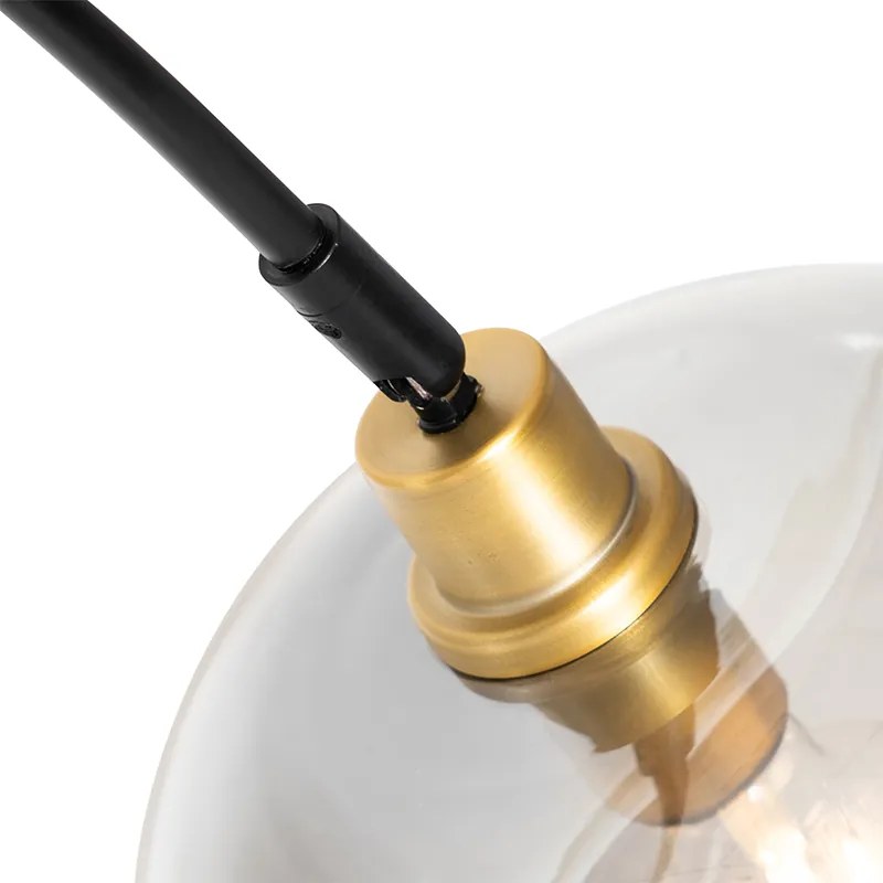 Smart zwart met goud met smoke glas incl. Wifi G95- Zuzanna E27 bol / globe / rond Binnenverlichting Lamp