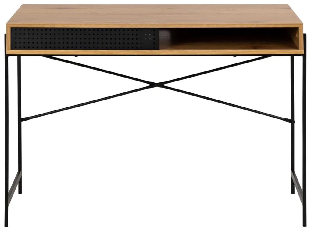 Compact Bureau Eiken Met Opbergruimte - 110 X 50cm.