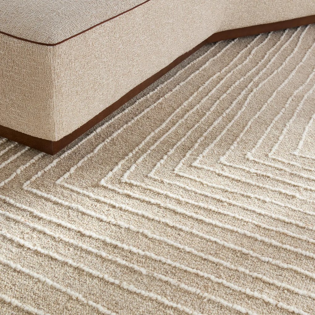 Handgetuft vloerkleed, geborduurde wol, IKAR
