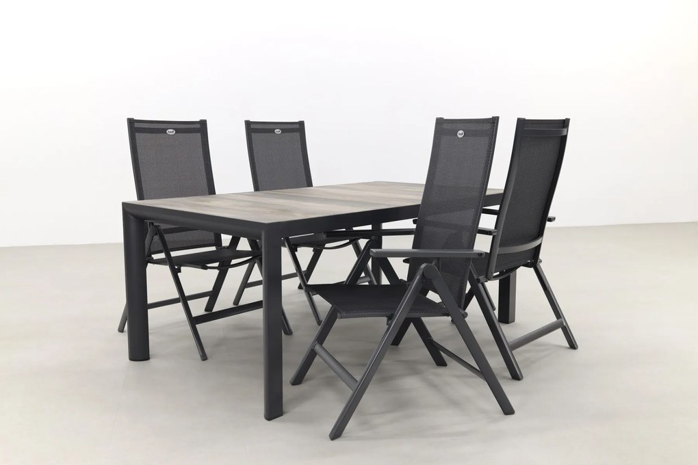 Hartman Napoli/Kings 4-persoons verstelbare tuinset 180x100 cm. - Antraciet