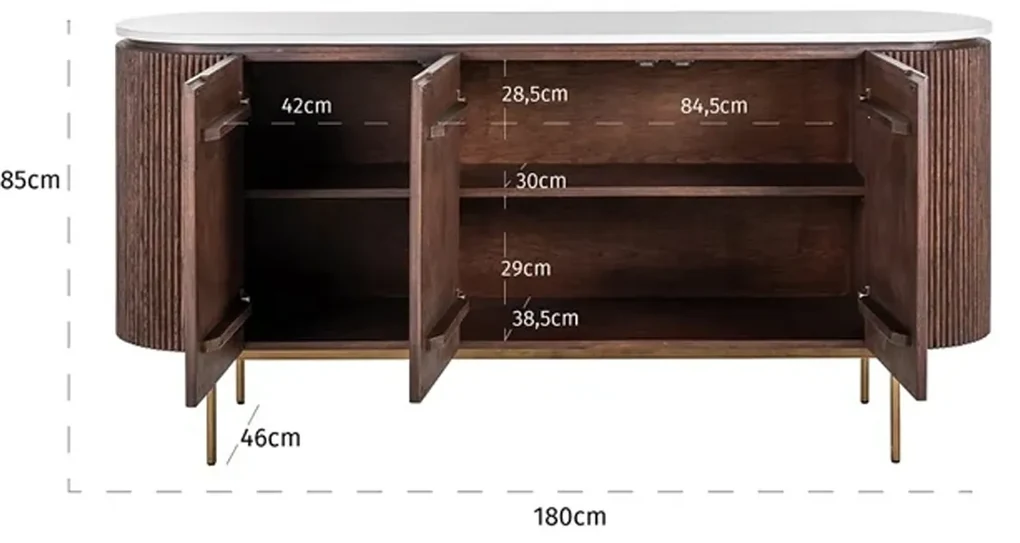 Dressoir Marmerlook - 180x46x85cm.