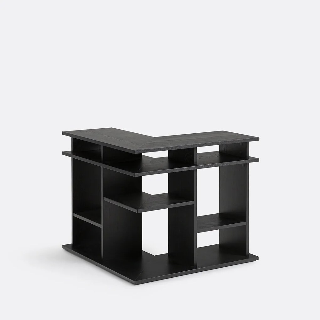 Hoekboekenkast, voor tegen de achterkant van een bank, ABAC