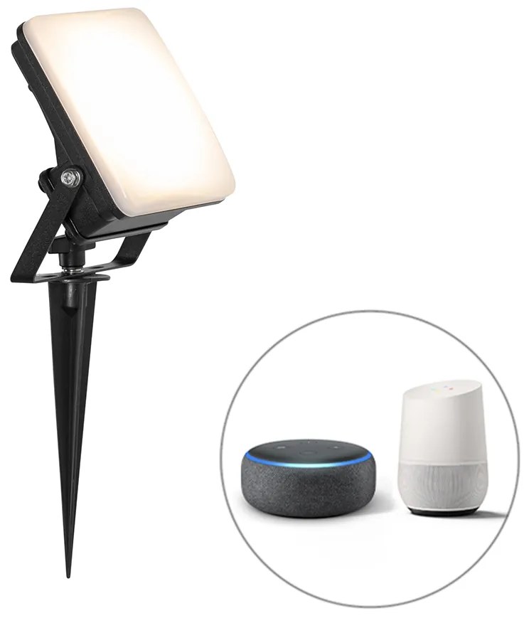 Smart straler zwart 12,8 cm incl. LED IP65 met grondpin - Ruud