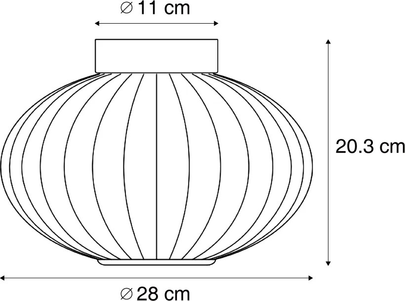 Design plafondlamp zwart 28cm met paars glas incl. LED 3-staps dimbaar - Margherite