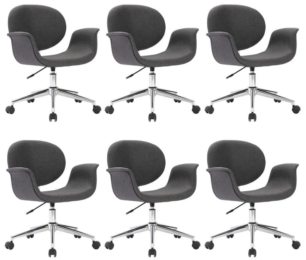 vidaXL Eetkamerstoelen draaibaar 6 st stof grijs