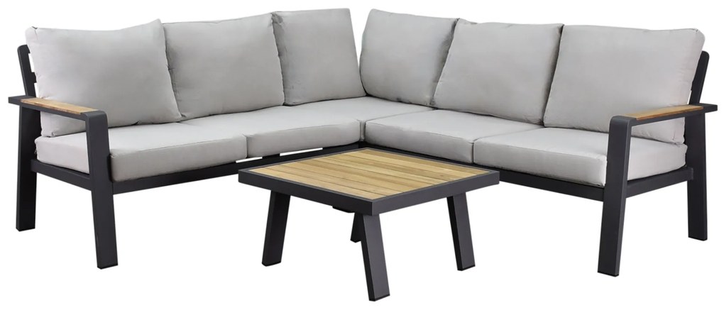 Lola hoek loungeset 3 delig aluminium teak antraciet