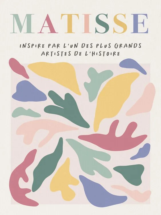 Kunstreproductie Danish Pastel Cut Out Abstract Pattern (3/3) - Henri Matisse Inspiré