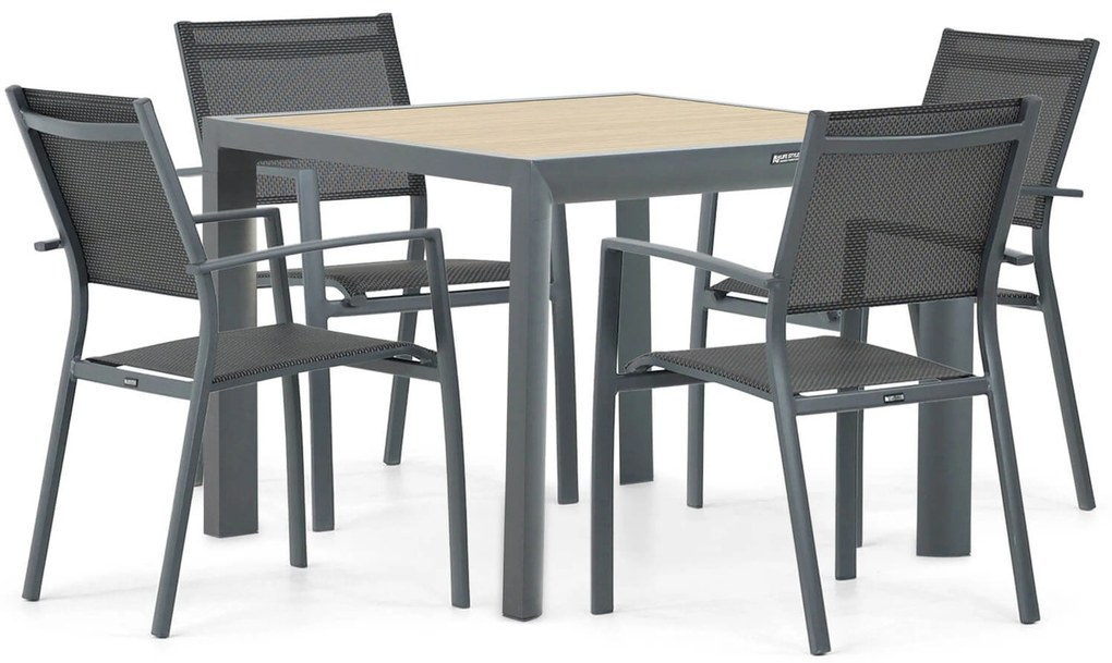 Tuinset 4 personen 100 cm Aluminium/textileen Grijs Lifestyle Garden Furniture Sella/Borello