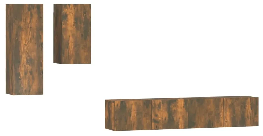 vidaXL 4-delige Tv-meubelset bewerkt hout gerookt eikenkleurig