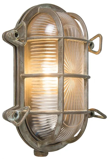 Buitenlamp Retro wandlamp bruin 23 cm IP44 - Nautica 1 ovaal Landelijk / Rustiek, Retro E27 IP44 Buitenverlichting