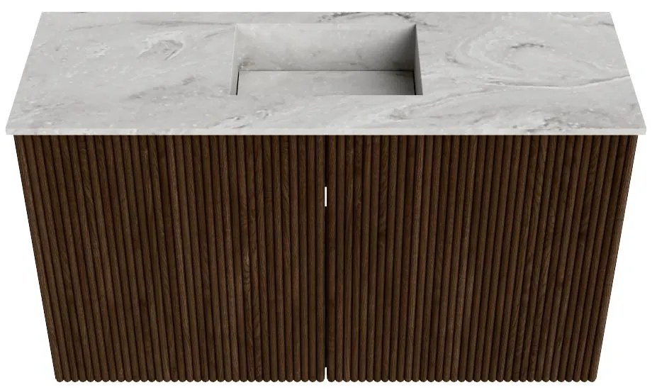Mondiaz Joya DLux 70cm toiletmeubel walnut met wastafel faye midden zonder kraangat glace