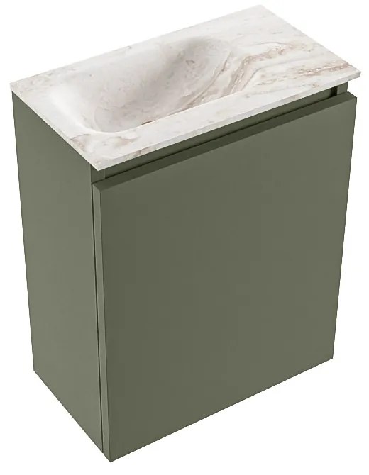 Mondiaz Ture DLux toiletmeubel 40cm army met wastafel frappe links zonder kraangat