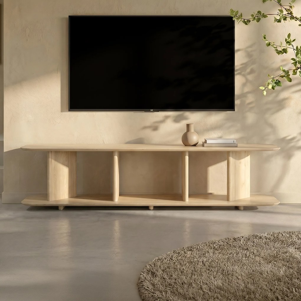 Open Tv-meubel Eikenhout Naturel - 180x40x43.5cm.