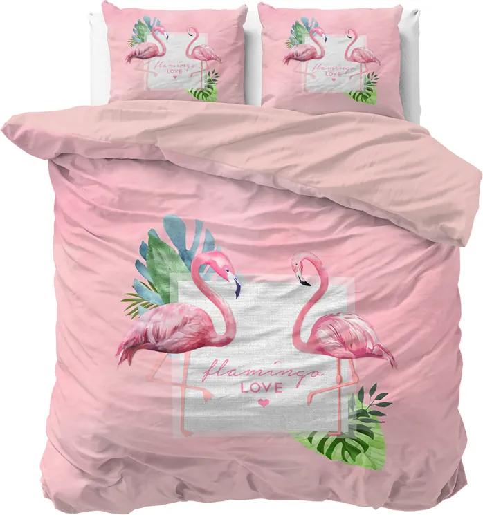 Dreamhouse - Sunny Flamingo's Dekbedovertrek 100% Katoen - Roze - 140 x 220