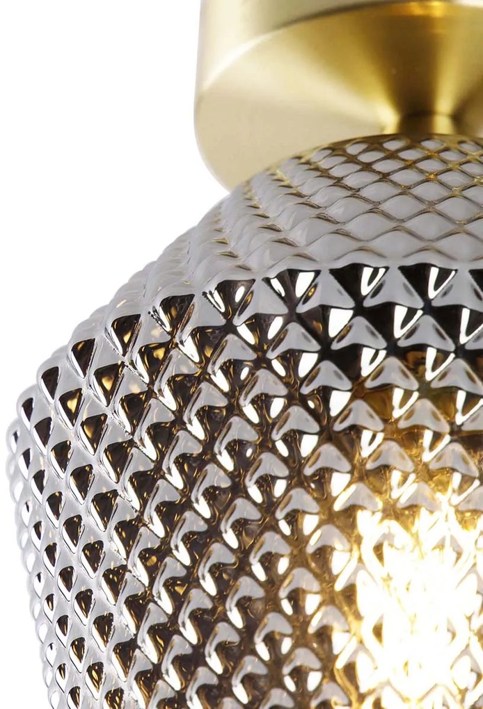 Smart plafondlamp met dimmer messing met smoke glas incl. Wifi A60 - Karce Art Deco E27 rond Binnenverlichting Lamp