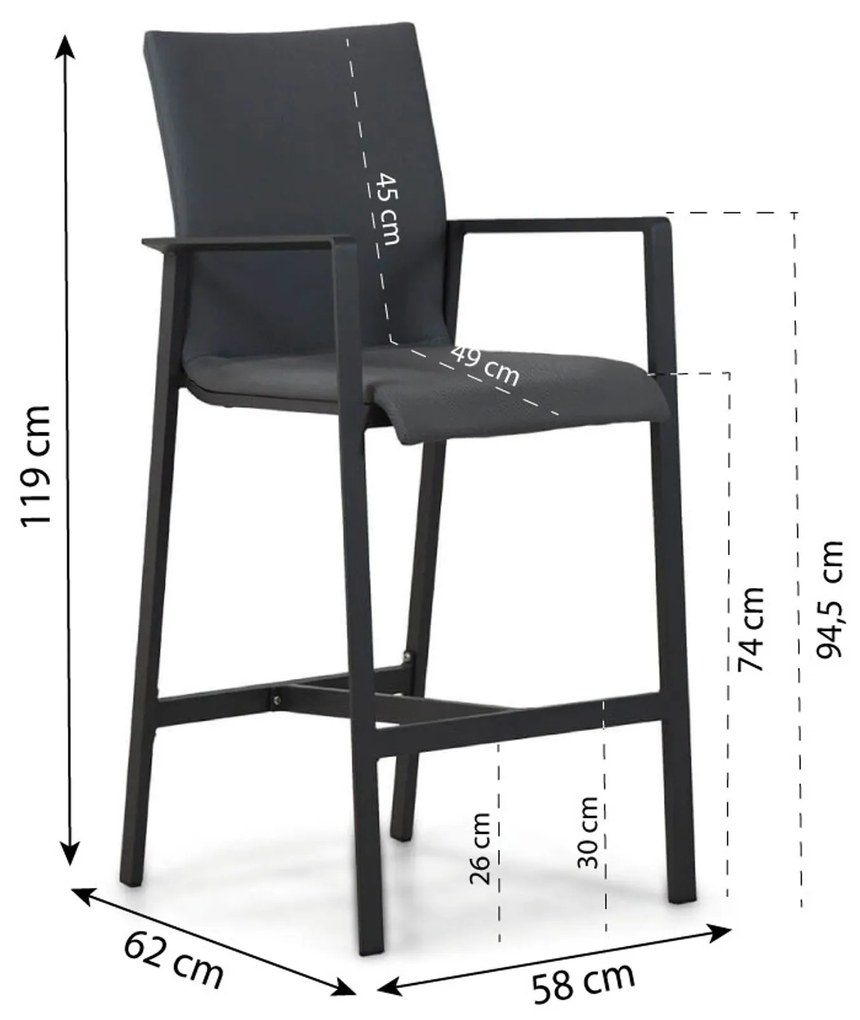 Barset 4 personen Aluminium/textileen Grijs Lifestyle Garden Furniture Rome/Brandon
