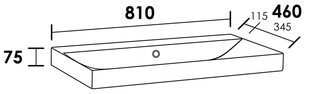 Sanituba Wave wastafel keramiek zonder kraangaten 80cm