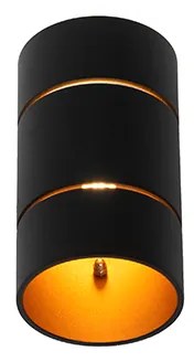 Moderne wandlamp zwart met gouden binnenkant - Ria