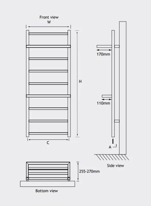 Eastbrook Launton design radiator 120x50cm chroom 290W