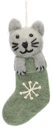 Kersthanger, vilt, kat in een kerstsok