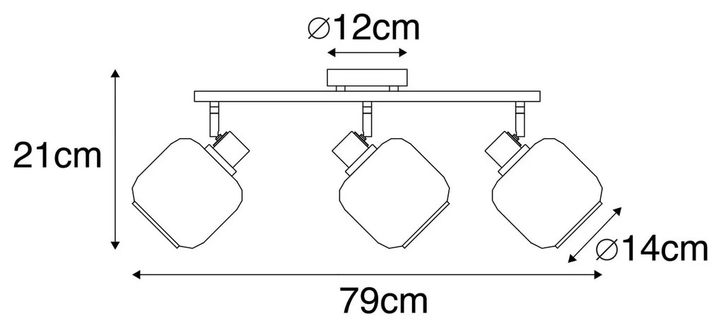 Smart plafondSpot / Opbouwspot / Plafondspot zwart met smoke glas langwerpig incl. 3 Wifi P45 - Zuzanna Modern Binnenverlichting Lamp