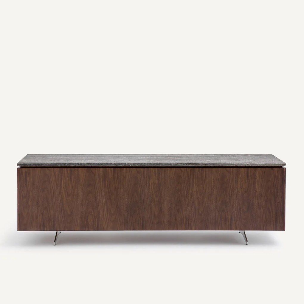 TV-meubel in notenhoutfineer en travertijn, Jakto