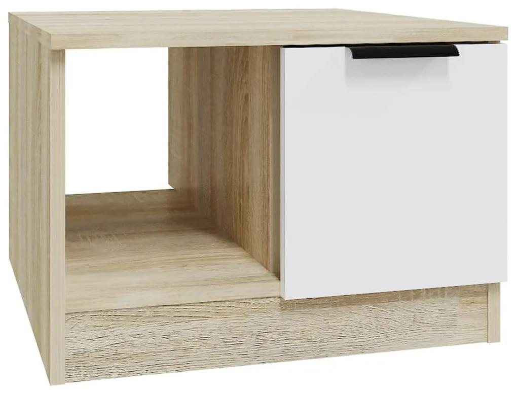 vidaXL Salontafel 50x50x36 cm bewerkt hout wit en sonoma eikenkleurig