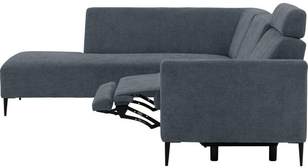 Goossens Hoekbank Tiolo Met Relaxfunctie En Hoofdsteun grijs, stof, 3-zits, modern design met ligelement links
